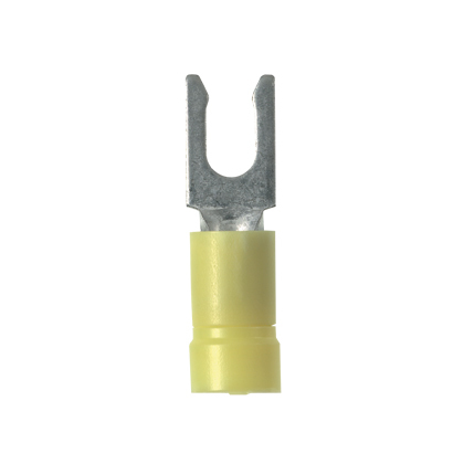 PV10-10LF-D Pan-Term Loose Piece Fork Terminal, #10 Conductor, 1.04 in L, Brazed Seam/Funnel Entry/Internal Serration Barrel, Copper, Yellow