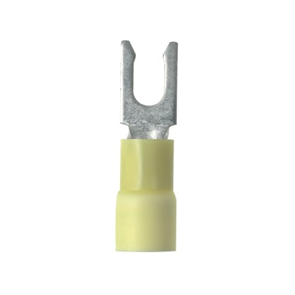 PV10-10LFX-L Pan-Term PV-LFX Loose Piece Fork Terminal, #10 Conductor, 1.12 in L, Brazed Seam/Funnel Entry Barrel, Copper, Yellow