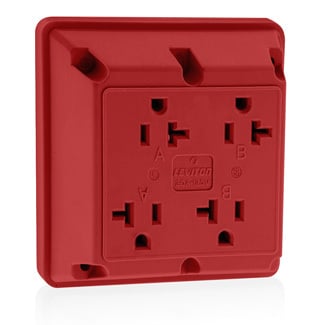 21254-R 1-Phase 4-in-1 Extra Heavy Duty Grounding Straight Blade Receptacle, 125 V AC, 20 A, 2 Poles, 3 Wires, Red