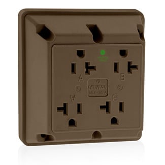 21254-H 1-Phase 4-in-1 Extra Heavy Duty Grounding Straight Blade Receptacle, 250 V AC, 20 A, 2 Poles, 3 Wires, Brown
