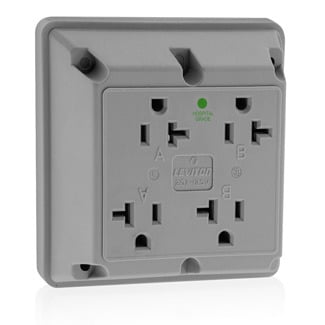 21254-HGY 1-Phase 4-in-1 Extra Heavy Duty Grounding Straight Blade Receptacle, 250 V AC, 20 A, 2 Poles, 3 Wires, Gray