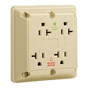21254-IGI Extra Heavy Duty Isolated Ground Straight Blade Receptacle, 250 V AC, 20 A, 2 Poles, 3 Wires, Ivory