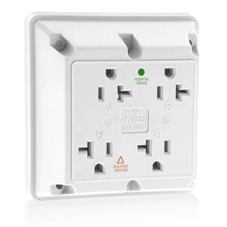 21254-IGW Extra Heavy Duty Isolated Ground Quadruplex Straight Blade Receptacle, 250 V AC, 20 A, 2 Poles, 3 Wires, White