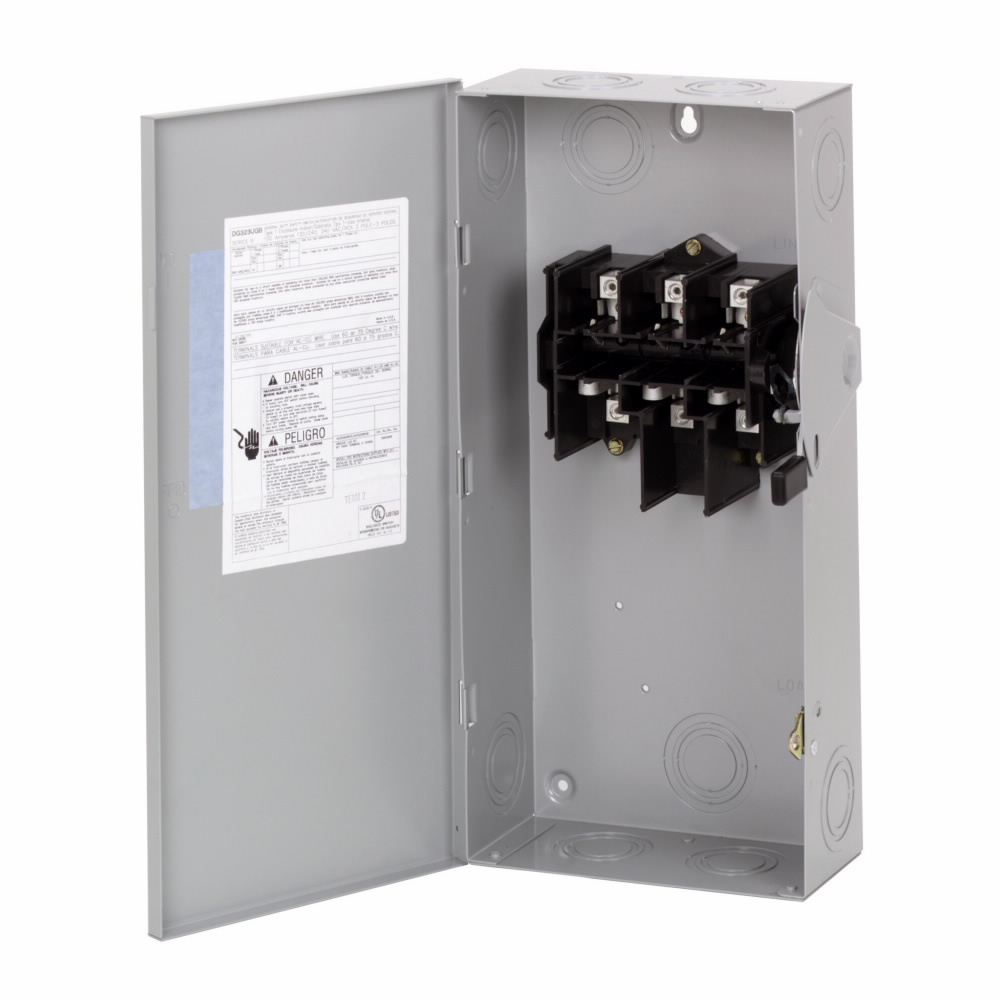 DG323NGB DG Series Cartridge Fusible General Duty Safety Switch, 240 V AC, 100 A, 7-1/2 to 15 hp, 15 to 30 hp, 3 Poles