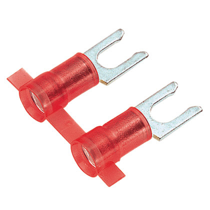 PNF18-6LF-3K Pan-Term Reel Smart Reel-Fed Fork Terminal, #18 Conductor, 0.85 in L, Funnel Entry/Sleeved Barrel, Copper, Red