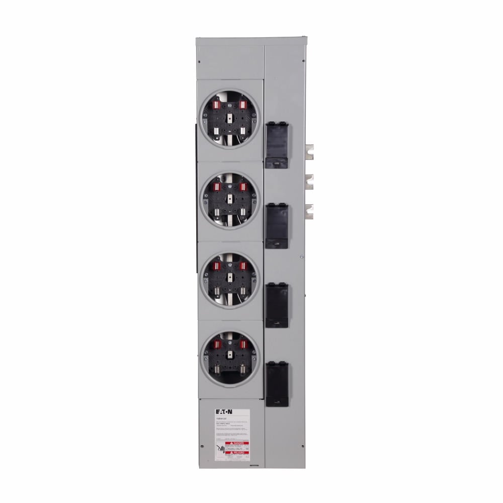 1MM412R Residential Meter Stack, 125 Amp, Indoor/Outdoor, 1 Phase in and 1 Phase out, 4 Socket, Aluminum, Ringed, 120/240V