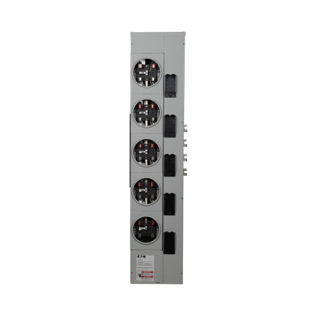 3MM512R 3 Phase, Residential Meter Stack Module, Group Metering Type, 125 Amp, Aluminum, No Bypass, Indoor/Outdoor, 5 Jaw, 5 Socket, 3 Phase in and 1 Phase out, Ringed, 120/208V