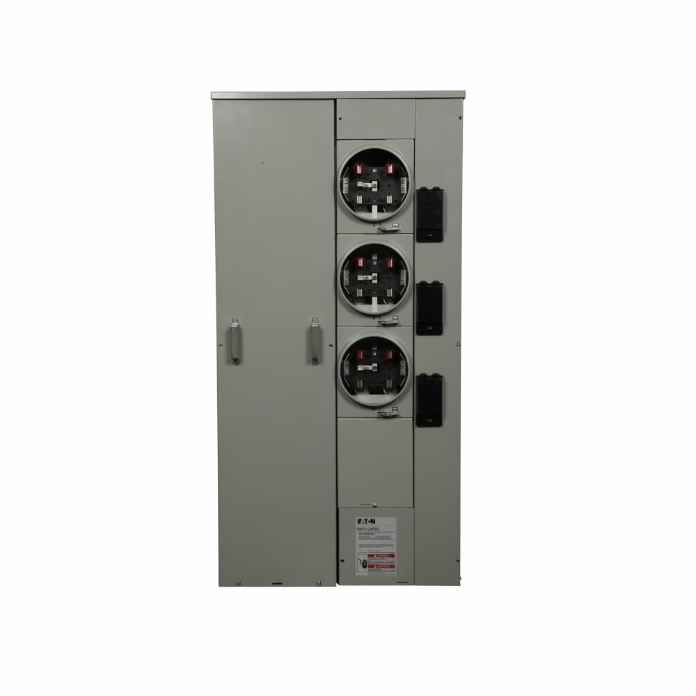 1MP3124RRL Meter Pack Socket, 125 Amp, Aluminum, No Bypass, Indoor/Outdoor, Up to 100 kAIC, 5 Jaw, 3 Socket, 1 Phase in and 1 Phase out, Ringless, 120/240V, NEMA 3R 