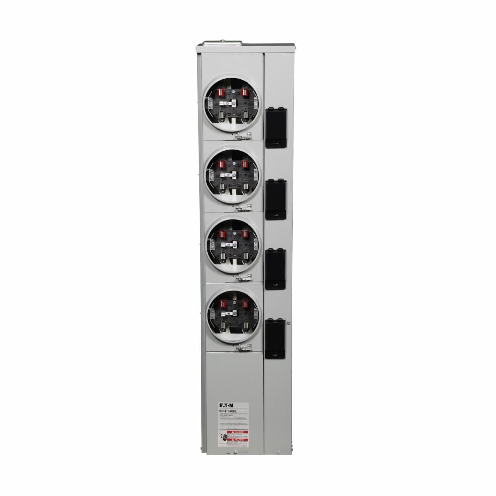 1MP4124RRL Meter Pack Socket, 125 Amp, Aluminum, No Bypass, Indoor/Outdoor, Up to 100 kAIC, 4 Socket, 5 Jaw, 1 Phase in and 1 Phase out, Ringless, 120/240V