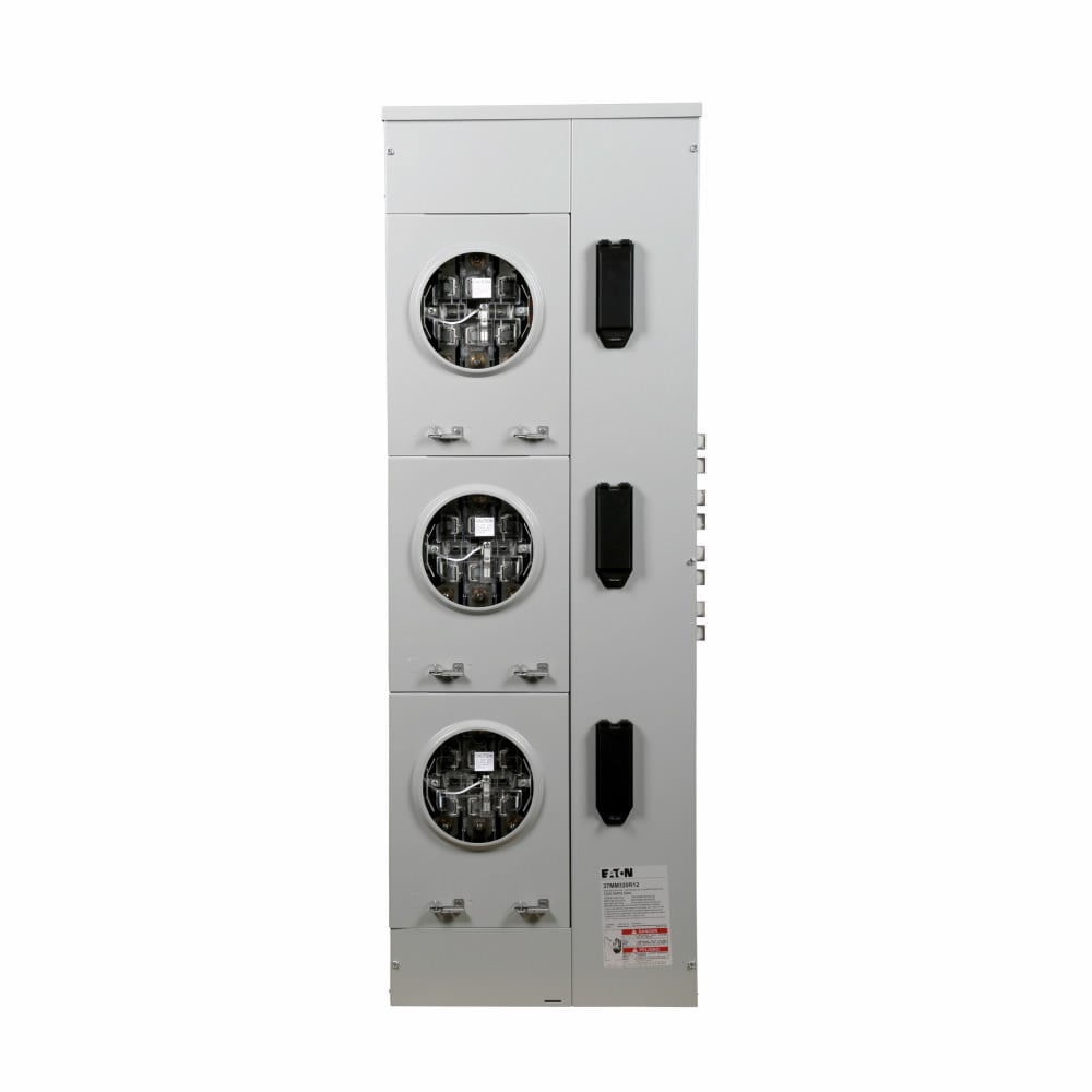 37MM320R12 3 Phase, Commercial Meter Stack Modules, 225 Amp, Aluminum Bus, Lever, 7 Jaw, 3 Socket, 3 Phase in and 3 Phase out, Factory A-B Phase Balance, Ringless 208Y/120V