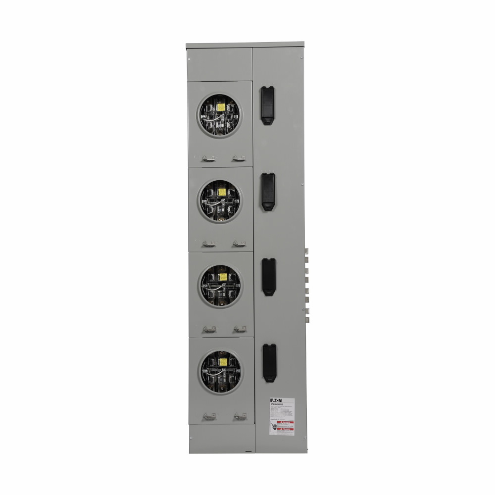 37MM420R12 3 Phase, Commercial Meter Stack Module, 225 Amp, Aluminum Bus, Lever, 7 Jaw, 4 Socket, 3 Phase in and 3 Phase out, Factory A-B Phase Balance, Ringless, 208Y/120V
