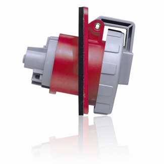 430R7W 3-Phase Watertight Sleeve And Pin Receptacle, 480 VAC, 30 A, 3 Poles, 4 Wires, Red