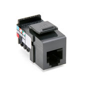 41106-RG6 QuickPort 6-Conductor 6-Position 110-Style Snap-In Connector, USOC/Voice Module, Flush Mount, 1 Port, Plastic, Gray