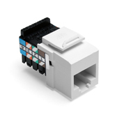 41108-RW8 QuickPort 8-Conductor 8-Position 110-Style Snap-In Connector, USOC/Voice Module, Flush Mount, 1 Port, Plastic, White