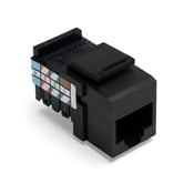 41108-RE8 QuickPort 8-Conductor 8-Position 110-Style Snap-In Connector, USOC/Voice Module, Flush Mount, 1 Port, Plastic, Black