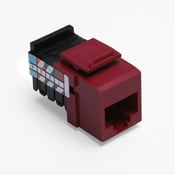 41108-RR8 QuickPort 8-Conductor 8-Position 110-Style Snap-In Connector, USOC/Voice Module, Flush Mount, 1 Port, Plastic, Dark Red