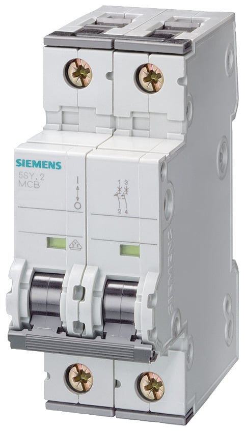 5SY4204-7 Sentron Miniature Supplementary Protector, 480 V AC, 4 A, 10 kA Interrupt, 2 Poles, Thermal Magnetic Trip