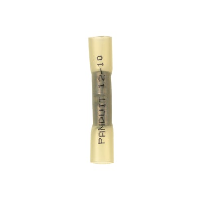 BSH10-E Pan-Term Heat Shrink Standard Butt Splice, 12 to 10 AWG Conductor, 1.64 in L, Seamless/Standard Barrel, Copper, Yellow