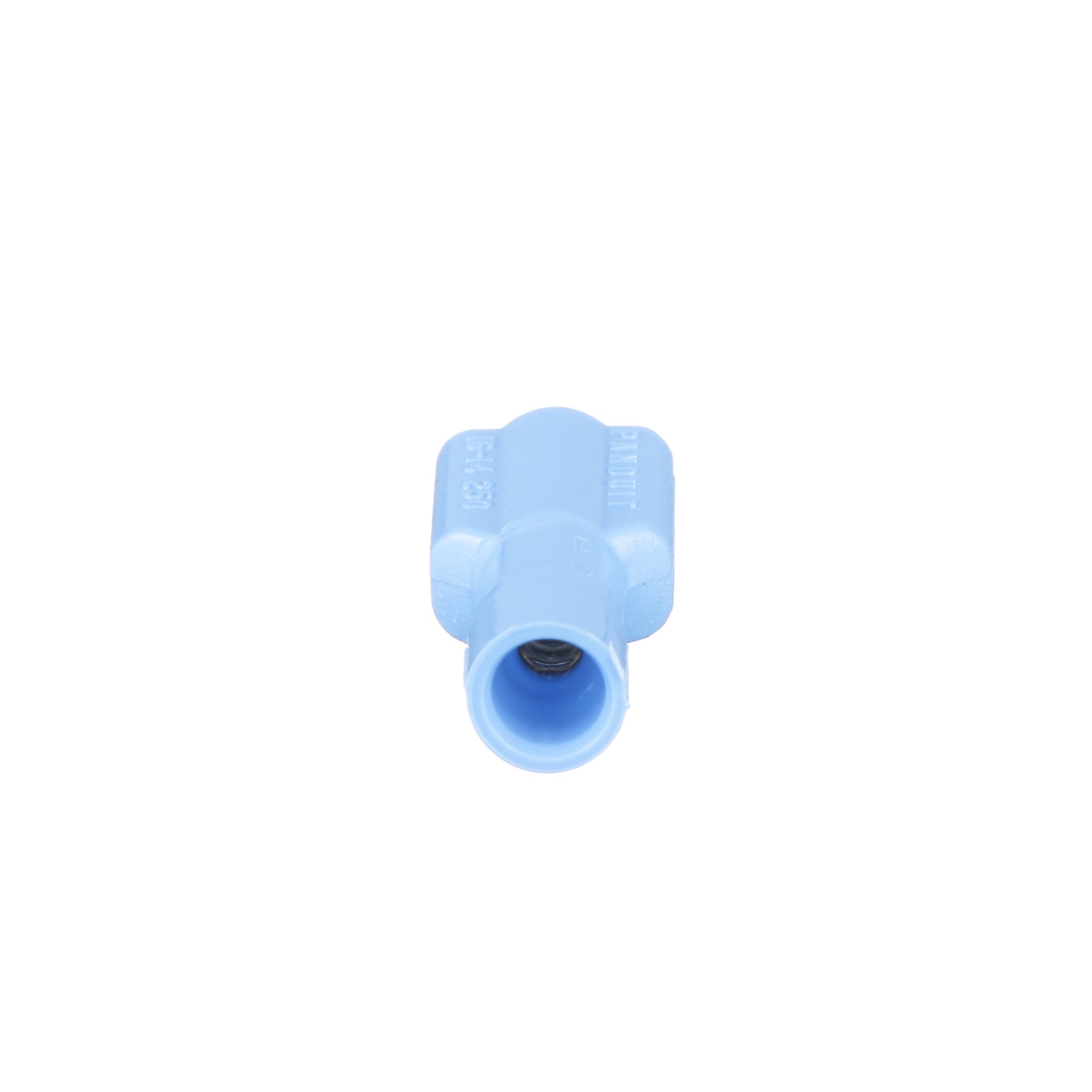 DPF14-250FIB-M DiscoGrip Type DPF-FIB Loose Piece Vibration-Resistant Female Disconnect, 14 AWG Conductor, 0.25 in W x 0.032 in THK Tab, Butted Seam/Funnel Entry Barrel, Brass, Blue, Fully Insulated