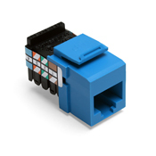 41108-RL8 QuickPort 8-Conductor 8-Position 110-Style Snap-In Connector, USOC/Voice Module, Flush Mount, 1 Port, Plastic, Blue