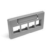 49910-SG4 QuickPort Standard Modular Furniture Faceplate, 1 Gangs, 4 Ports, Cat 5e/6/6a/Snap-in Module, Fastened Mount, ABS