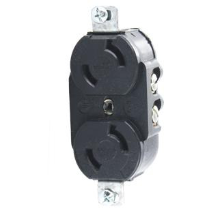 7540 Duplex Non-Grounding Locking Receptacle, 125 V AC, 15 A, 2 Poles, 2 Wires, Black