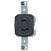 7535 Non-Grounding Single Locking Receptacle, 125 V AC, 15 A, 2 Poles, 2 Wires, Black
