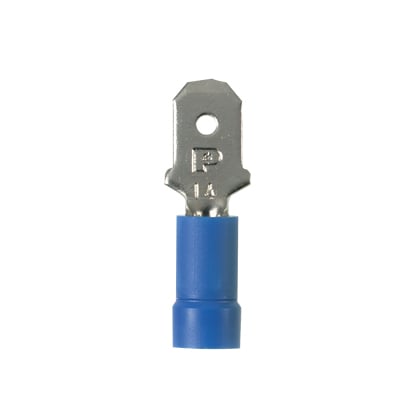 DV14-250MB-M Pan-Term DV-MB Barrel Insulated Loose Piece Vibration-Resistant Disconnect, 16 to 14 AWG Conductor, 0.25 in W x 0.032 in THK Tab, Butted Seam/Funnel Entry Barrel, Copper, Blue