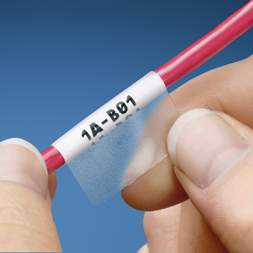 LJSL5-Y3-2.5 Self-Laminating Component Label, 1.33 in L x 1 in W, BLANK Legend, White, Polyester