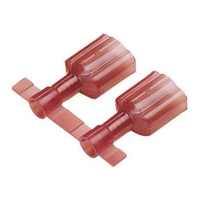 DNF18-250FIM-2K Reel Smart DNF-FIM Vibration-Resistant Reel Disconnect, 22 to 18 AWG Conductor, 0.25 in W x 0.032 in THK Tab, Butted Seam/Funnel Entry Barrel, Brass, Red
