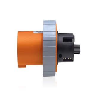 460B12W Flange Mount Watertight Pin And Sleeve Inlet, 125/250 VAC, 60 A, 3 Poles, 4 Wires, Orange