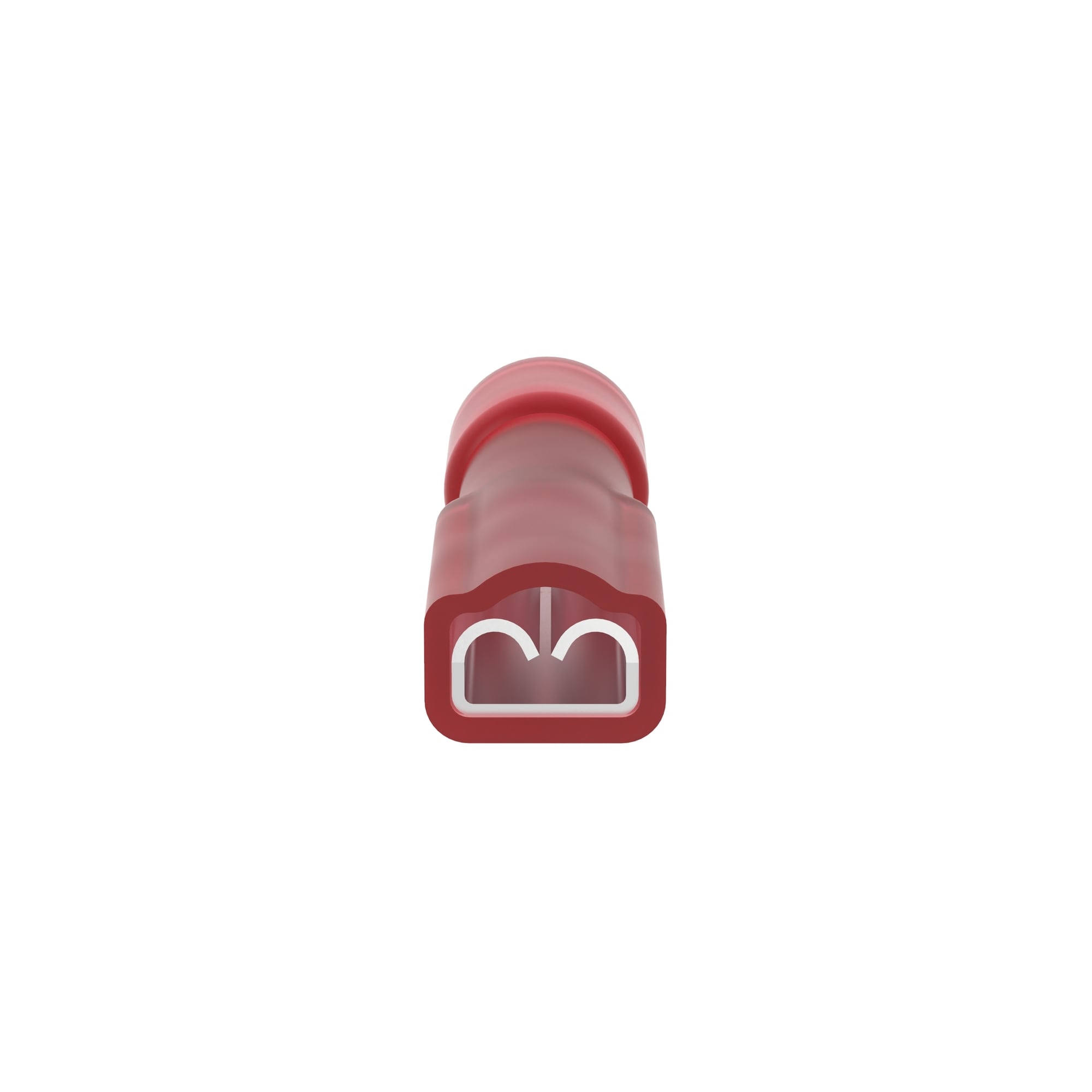 DNF18-110FIB-C Pan-Term Type DNF-FIB Loose Piece Vibration-Resistant Female Disconnect, 18 AWG Conductor, 0.11 in W x 0.032 in THK Tab, Butted Seam/Funnel Entry Barrel, Brass, Red, Fully Insulated