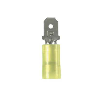 DNF10-250M-D Pan-Term DNF-M Fully Insulated Loose Piece Vibration-Resistant Disconnect, 12 to 10 AWG Conductor, 0.25 in W x 0.032 in THK Tab, Sleeve/Standard Barrel, Copper, Yellow