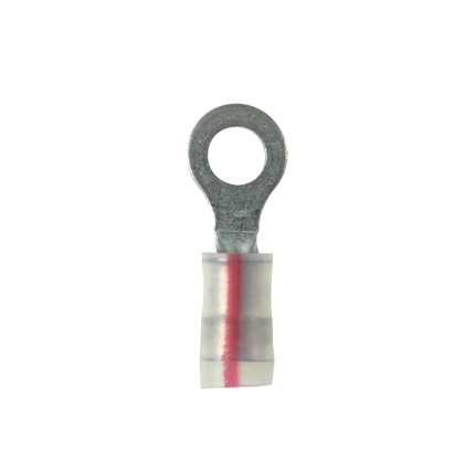 PK18-10R-C Pan-Term Type PK-R Ring Terminal, 16 AWG Conductor, 0.89 in L, Brazed Seam/Standard/Internal Serration/Insulation Support Barrel, Copper, Red