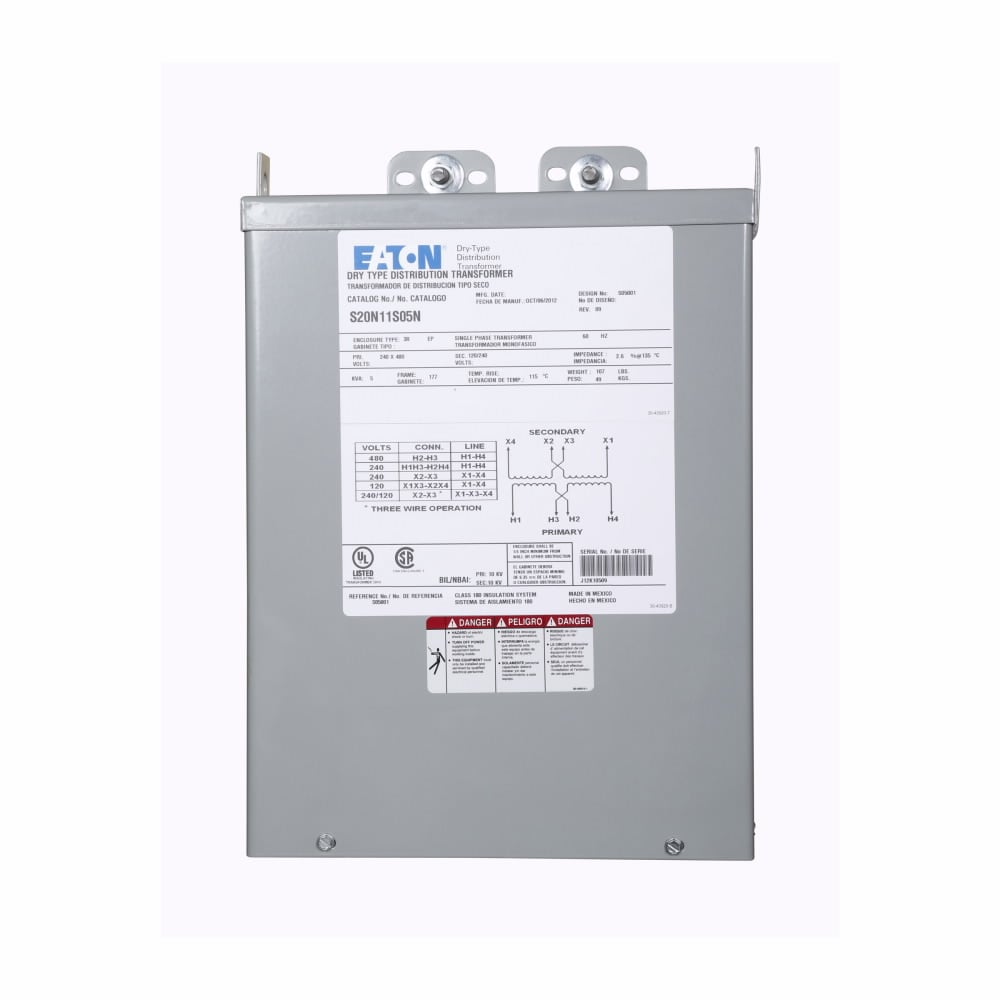 S20N11S07N Type EP Encapsulated Distribution Transformer, 240 x 480 V AC Primary, 120/240 VAC Secondary, 7.5 kVA Power Rating, 60 Hz, 1 Phase