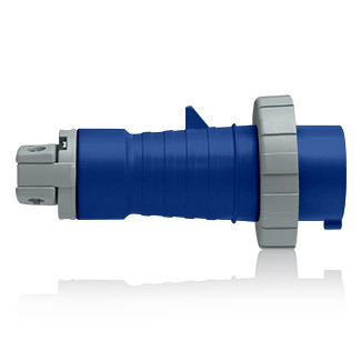 330P6W Watertight Pin And Sleeve Plug, 250 VAC, 30 A, 2 Poles, 3 Wires, Blue