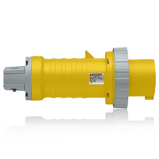360P4W Watertight Pin And Sleeve Plug, 125 V AC, 60 A, 2 Poles, 3 Wires, Yellow