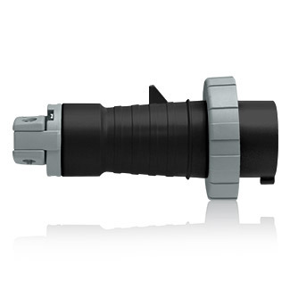 420P5W Watertight Pin And Sleeve Plug, 600 V AC, 20 A, 3 Poles, 4 Wires, Black