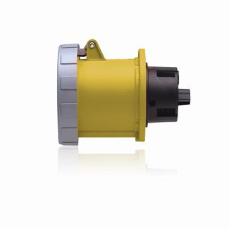 3100R4W Watertight Sleeve And Pin Receptacle, 125 VAC, 100 A, 2 Poles, 3 Wires, Yellow