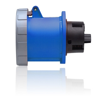 3100R6W Watertight Sleeve And Pin Receptacle, 250 V AC, 100 A, 2 Poles, 3 Wires, Blue