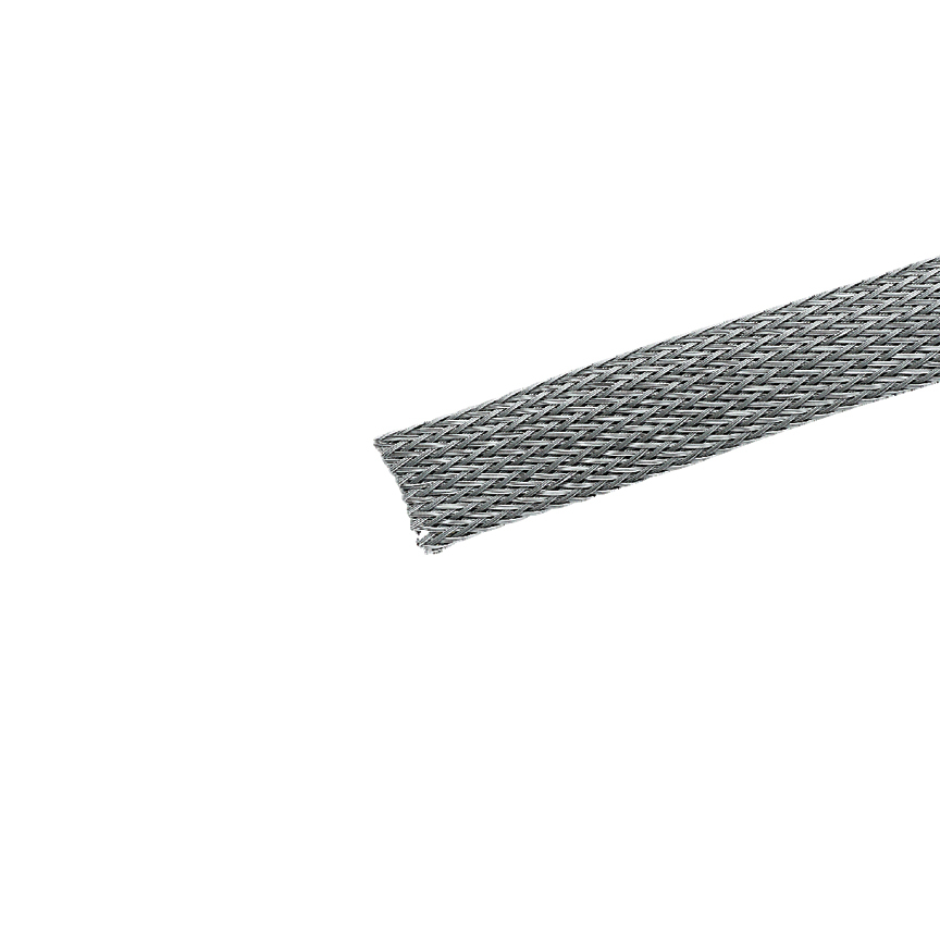 SE125P-TR8 Braided Sleeving, Gray, PET, 0.75" Min Dia., 1.25" Nom Dia., PK1