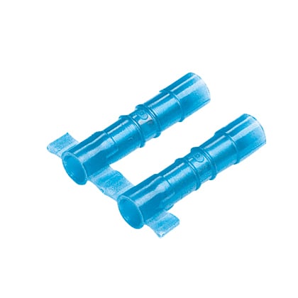 BSN14-3K Pan-Term Reel Smart Standard Butt Splice, 18 to 14 AWG Conductor, 0.95 in L, Brazed Seam/Standard Barrel, Copper/Nylon, Blue