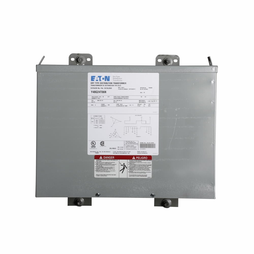 Y48G28T06N Type EPT Encapsulated Distribution Transformer, 480 VAC Primary, 208Y/120 V AC Secondary, 6 kVA Power Rating, 60 Hz, 3 Phase