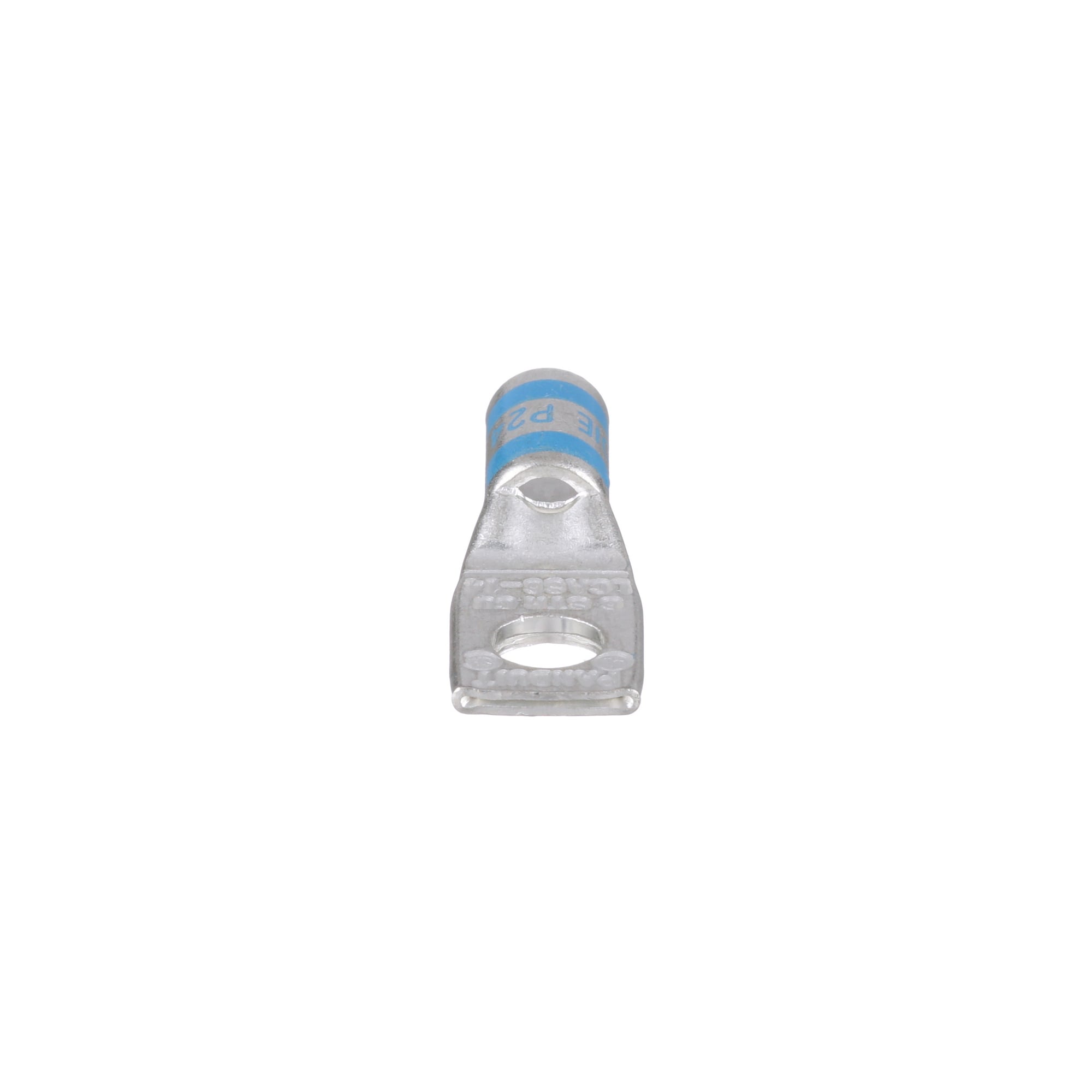 LCAS6-14-L Pan-Lug 1-Hole Compression Lug Connector With Inspection Window, 6 AWG Flexible/Stranded Copper Conductor, Die Code: P24, 1/4 in Stud, Tin Plated Copper