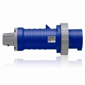 4100P9W Watertight Pin And Sleeve Plug, 250 VAC, 100 A, 3 Poles, 4 Wires, Blue