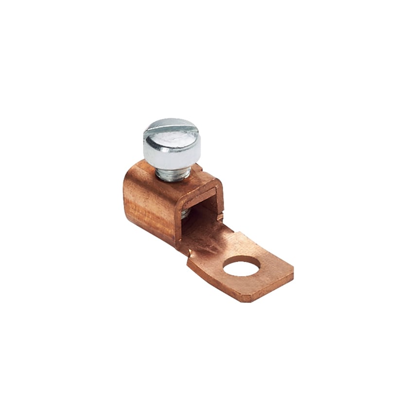 CXS70-14T-C Pan-Lug 1-Barrel Mechanical Connector Lug, 14 to 4 AWG Stranded Copper Conductor, 1/4 in Stud, 1 Bolt Holes, Copper