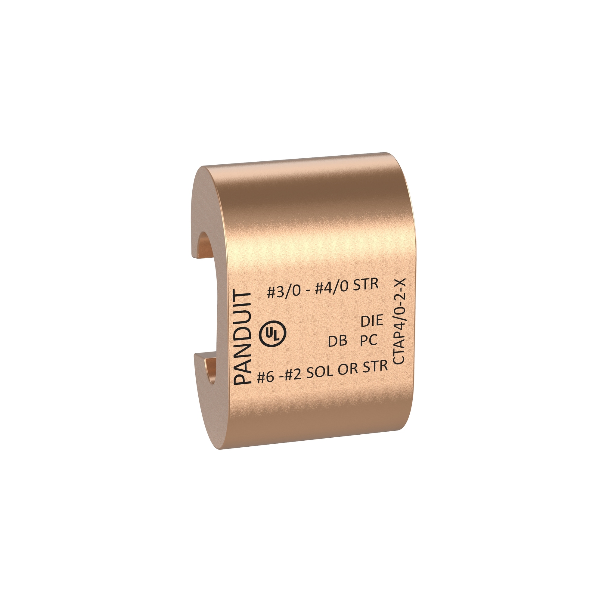 CTAP4/0-2-X StructuredGround Heavy Duty Standard C-Tap Compression Connector, C Shape, 4/0 to 3/0 AWG Main/Run, 8 to 4/0 AWG Tap, Copper