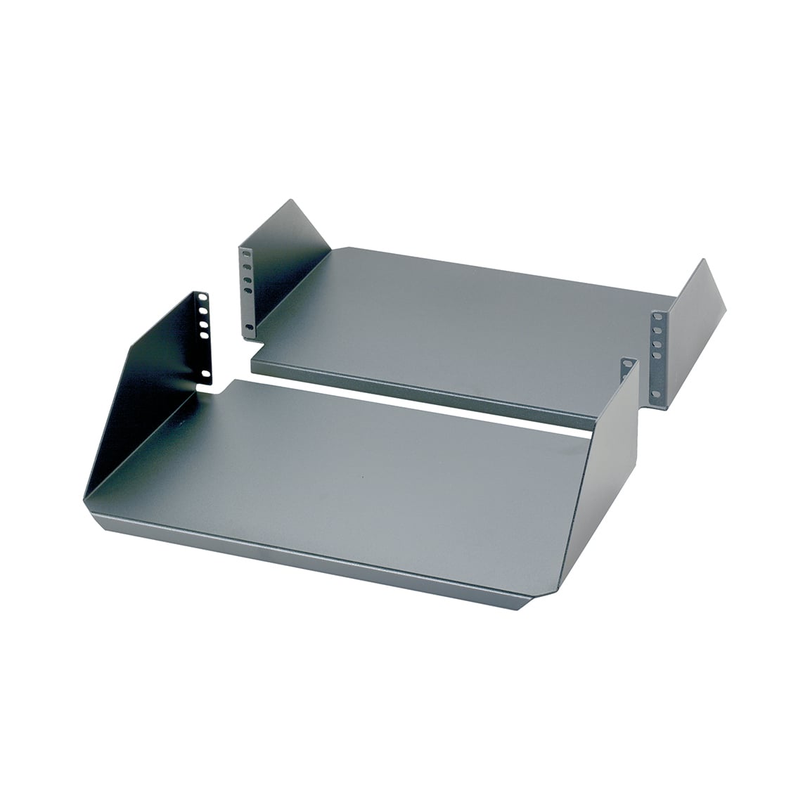 Rack Mount Cantilevered Shelf, 3 RU, Aluminum, Black