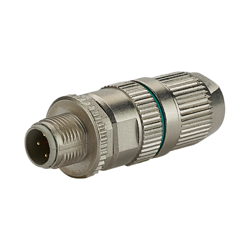 ISPS5E44MFA IndustrialNet 4-Position M12 D-Code Shielded Field Terminable Plug, Die Cast Zinc