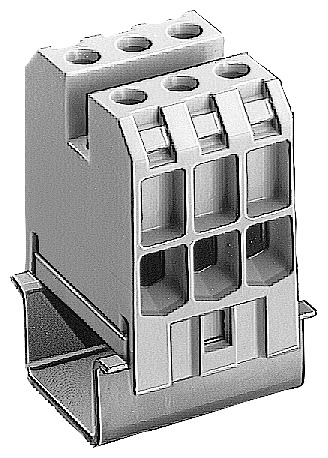 8WA1304 Standard Single Tier Terminal Block, 800 VAC, 79 A, 12 to 4 AWG Wire, DIN Rail Mount